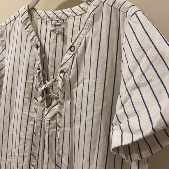 Madewell Harbor Lace-Up Striped Shift Dress Size S - Picture 7 of 9